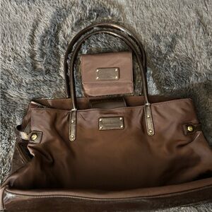 Kate Spade Vintage Chocolate Brown Tote W/ Matching Wallet